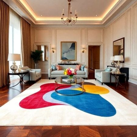 Handcrafted Color Block Abstract Modern Living Rug